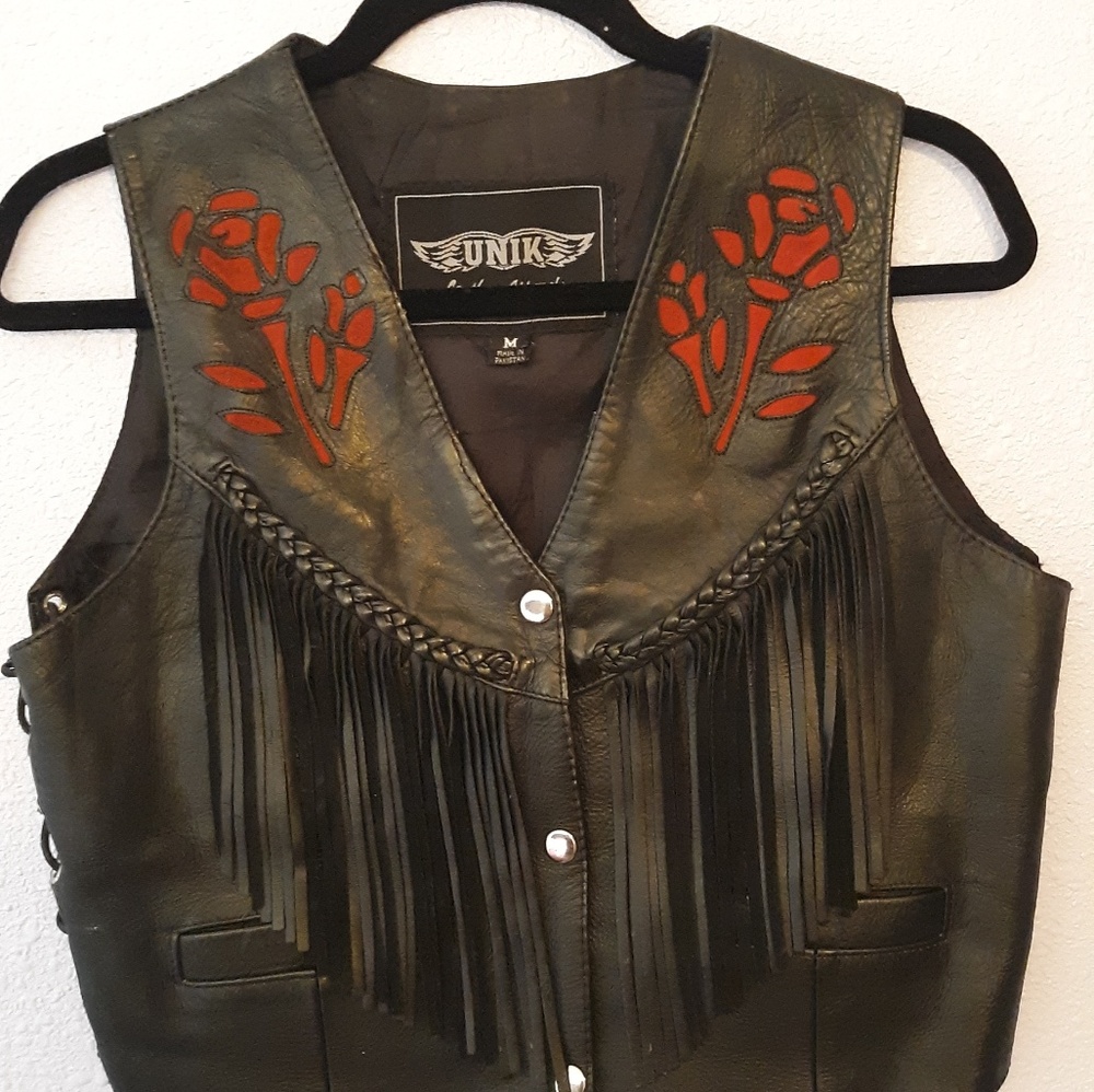 COPY - Unik Leather Vest with Roses